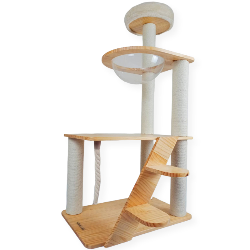 คอนโดแมวไม้สน ของเล่นแมว ที่ข่วนเล็บแมว มีที่นอนอวกาศ 30cm MIP152N