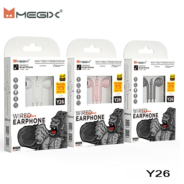 หูฟัง Megix y26 ใช้ได้กับโทรศัพท์มือถืออินเทอร์เฟซ 3.5mm ทั้งหมด phone / Android (รับประกัน 1 ปี）