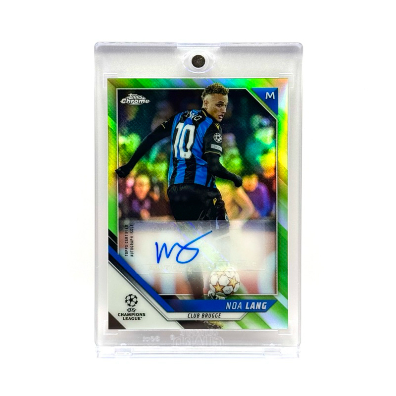 Topps Chrome UCL 21/22 Noa Lang Club Brugge /99 Chrome Autograph Neon Green Refractors