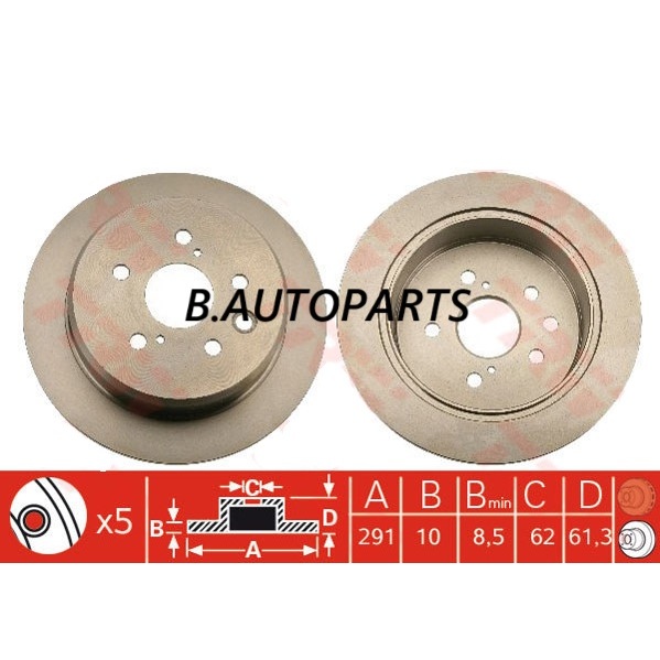 จานเบรคหลัง LEXUS IS220d IS250 IS300 2005-2012 IS250 IS300h 2013- 291MM RUNSTOP /คู่