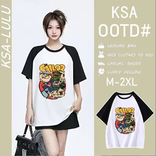 เสื้อยืดสวยๆผู้หญิงแฟชั่นฤดูร้อน oversize เสื้อผ้าสาวอวบคนอ้วนไซส์ใหญ่ เสื้อโอเวอร์ไซส์สไตล์เกาหลี ลายการ์ตูนญี่ปุ่น