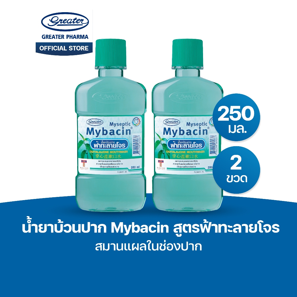 น้ำยาบ้วนปาก สูตรฟ้าทะลายโจร สมานแผลในช่องปาก ขนาด 250 มล.แพ๊ค 2 ขวด