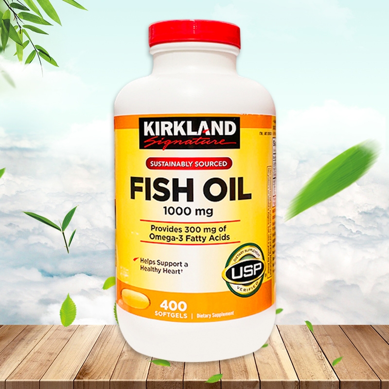 (Exp:02/2028)Kirkland Signature Fish Oil 1000 mg 400 Softgelsน้ำมันปลาเคิร์คลานด์ ซิกเนเจอร์ 1000 มก. 400 แคปซูลอ่อน