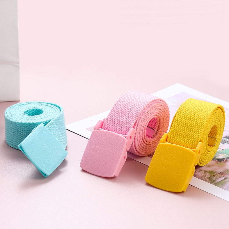 🔥เข็มขัดมาการอง🔥เข็มขัดผ้าไนลอนหัวพลาสติกสีหวานมาการอง เวอร์ชั่นเกาหลี สำหรับนักเรียน ชายและหญิง ทหาร กีฬา