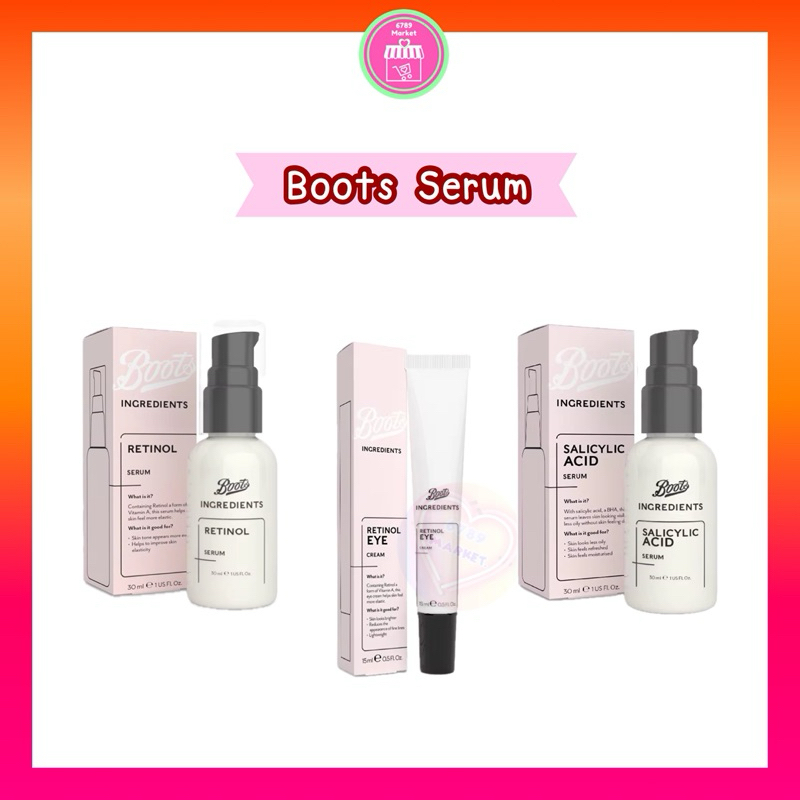 Serum Boots บำรุงผิวหน้า Retinol Serum / Retinol eye cream / Salicylic Acid serum