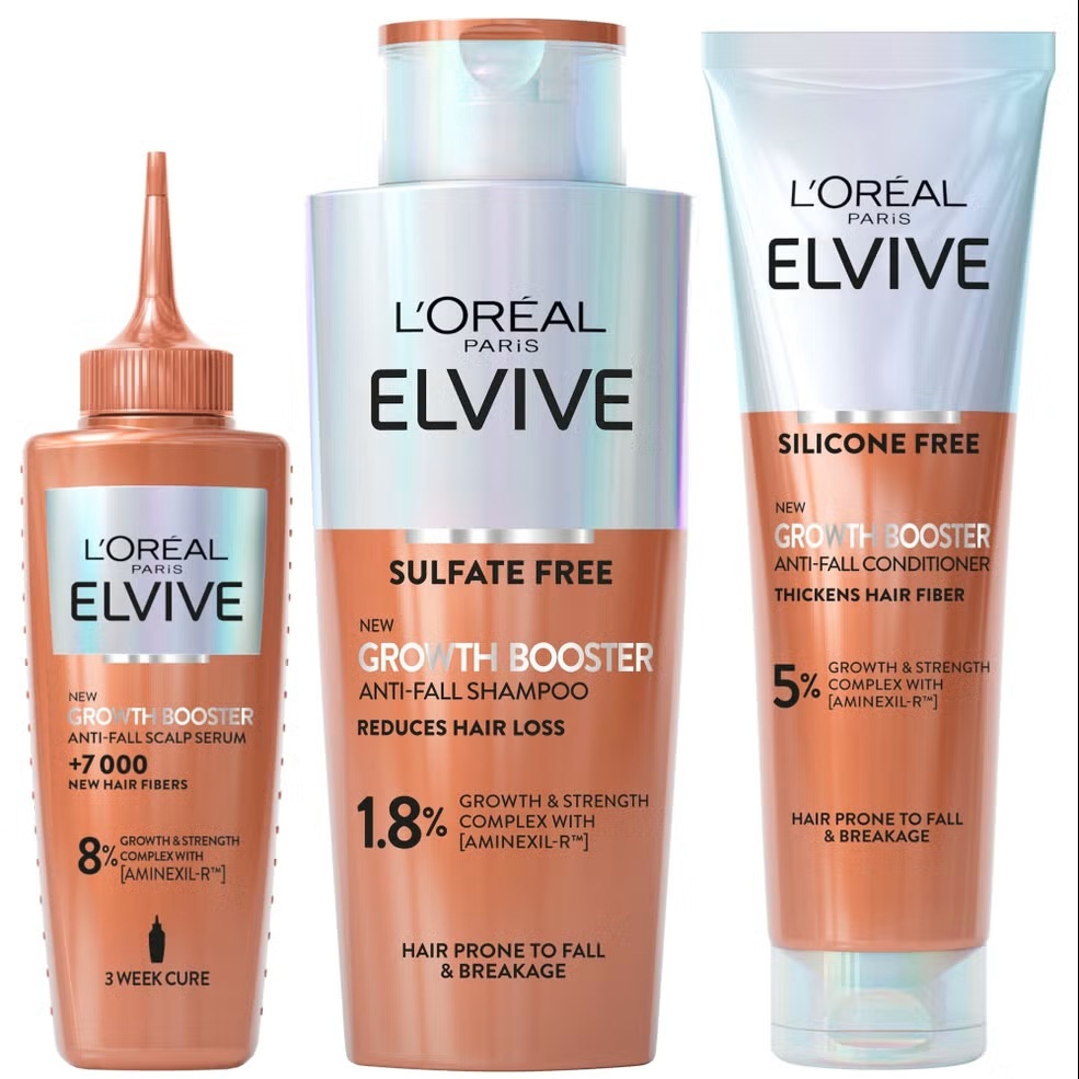 พร้อมส่ง ของแท้ L'Oreal Paris Elvive Growth Booster Shampoo & Conditioner Duo Anti Hair Loss (200ml+150ml)/Serum (100ml)
