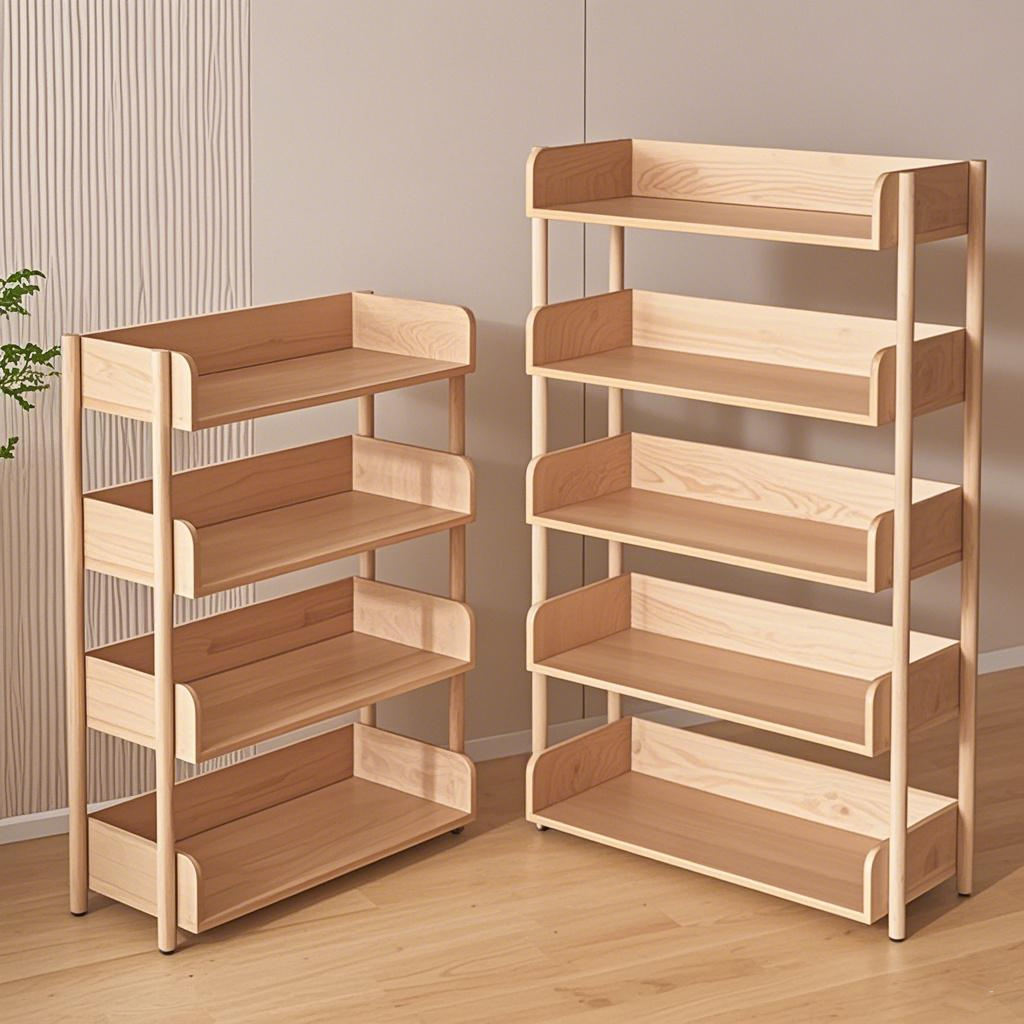 Living ชั้นวางหนังสือ Shelves ผลิตจากไม้เเท้ ชั้นวางของใส่ของ ชั้นเก็บของอเนกประสงค์ มีรั้วกั้น เเข็งเเรงทนทาน