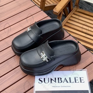 รองเท้าคัชชู หุ้มส้น รองเท้าใส่ทำงาน รองเท้าผู้หญิงแฟชั่น ส้นหนา 8 เซน เสริมส้น งานEVA SHO-SUNG308