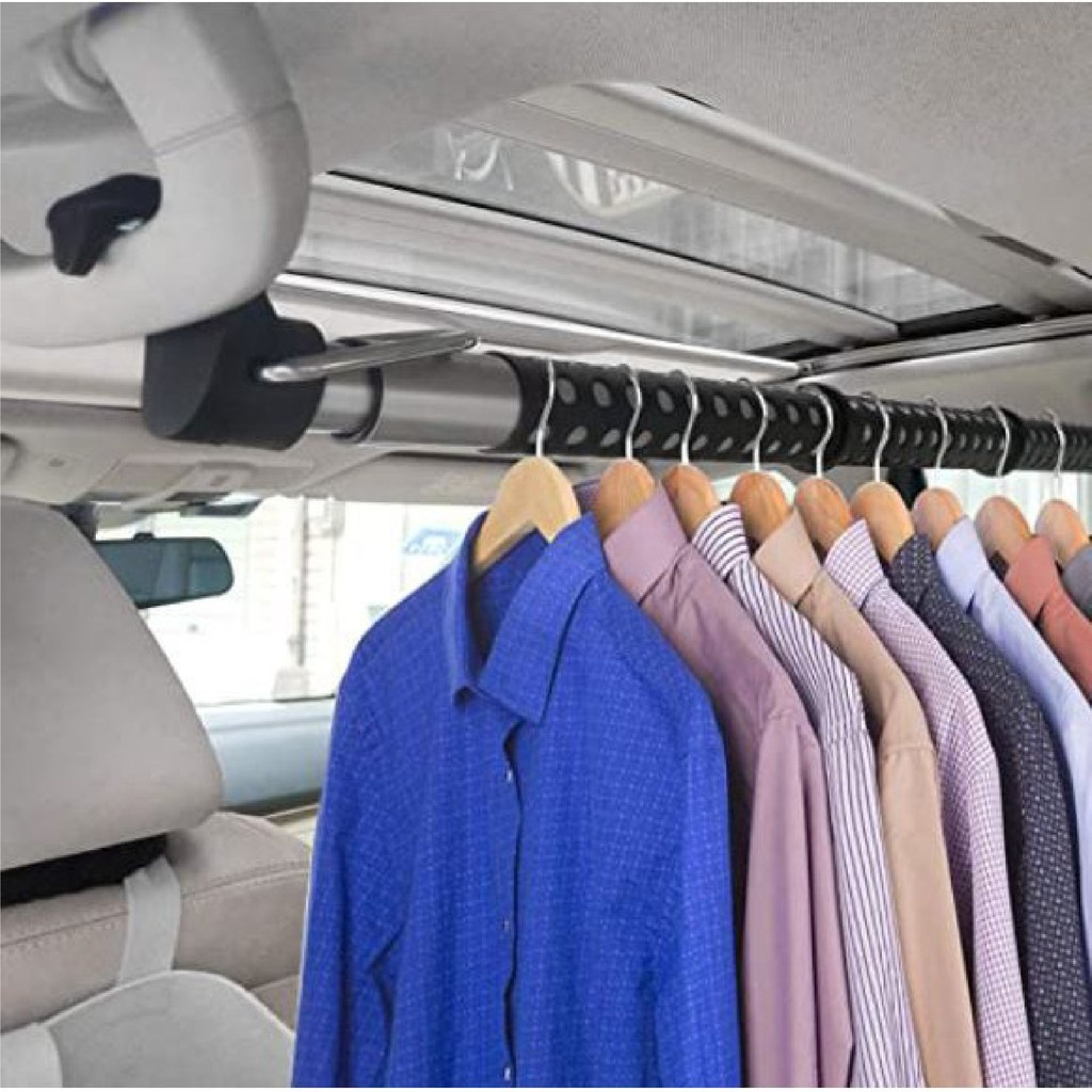 【ส่งจากไทย】ที่แขวนเสื้อในรถ ราวตากผ้าด้านหลังเบาะรถยนต์ ราวตากผ้าด้านหลังพับเก็บได้ เสาตากผ้า รับน้ำหนักได้ 60กก - รูปที่ 3