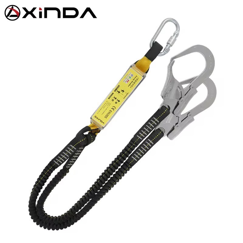 สายแลนยาส สามารถยืดหดได้ 80-140 cm เชือก 2 เส้น ตะขอใหญ่ พร้อมแอสซอฟเบอร์  Schake Lanyard+Absoftber XD-PJ36 ยี่ห้อ Xinda