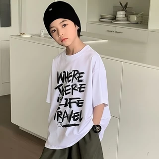 Beryl kids🌸เสื้อยืดแขนสั้นเด็ก🎀เสื้อผ้าเด็กพิมพ์ตัวอักษรฤดูร้อน อินเทรนด์เกาหลี ระบายอากาศ สีสันเท่ๆ ทรงหลวม รุ่นใหม่