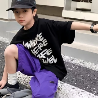 Beryl kids🌸เสื้อยืดแขนสั้นเด็ก🎀เสื้อผ้าเด็กพิมพ์ตัวอักษรฤดูร้อน อินเทรนด์เกาหลี ระบายอากาศ สีสันเท่ๆ ทรงหลวม รุ่นใหม่