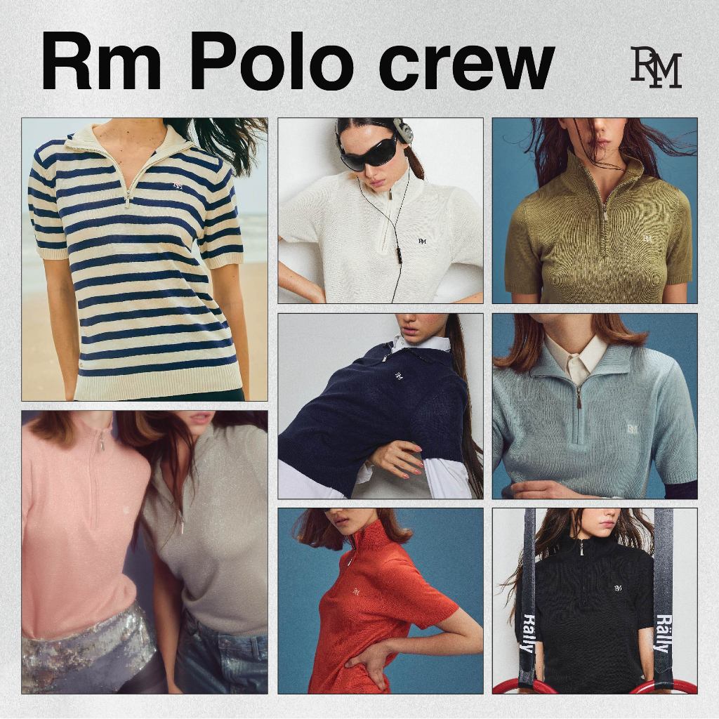 Rally RM Polo crew - เสื้อโปโลตกแต่งซิปทรงคลาสสิค (มีให้เลือก 8 สี)