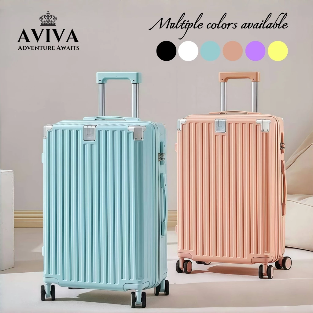 AVIVA กระเป๋าเดินทาง 20/24/28นิ้ว พร้อมตะขอ PC+ABS มีซิปรุ่นซิปล็อครหัสได้ เบา กระเป๋าล้อลาก กระเป๋าเดินท การชาร์จไฟ USB