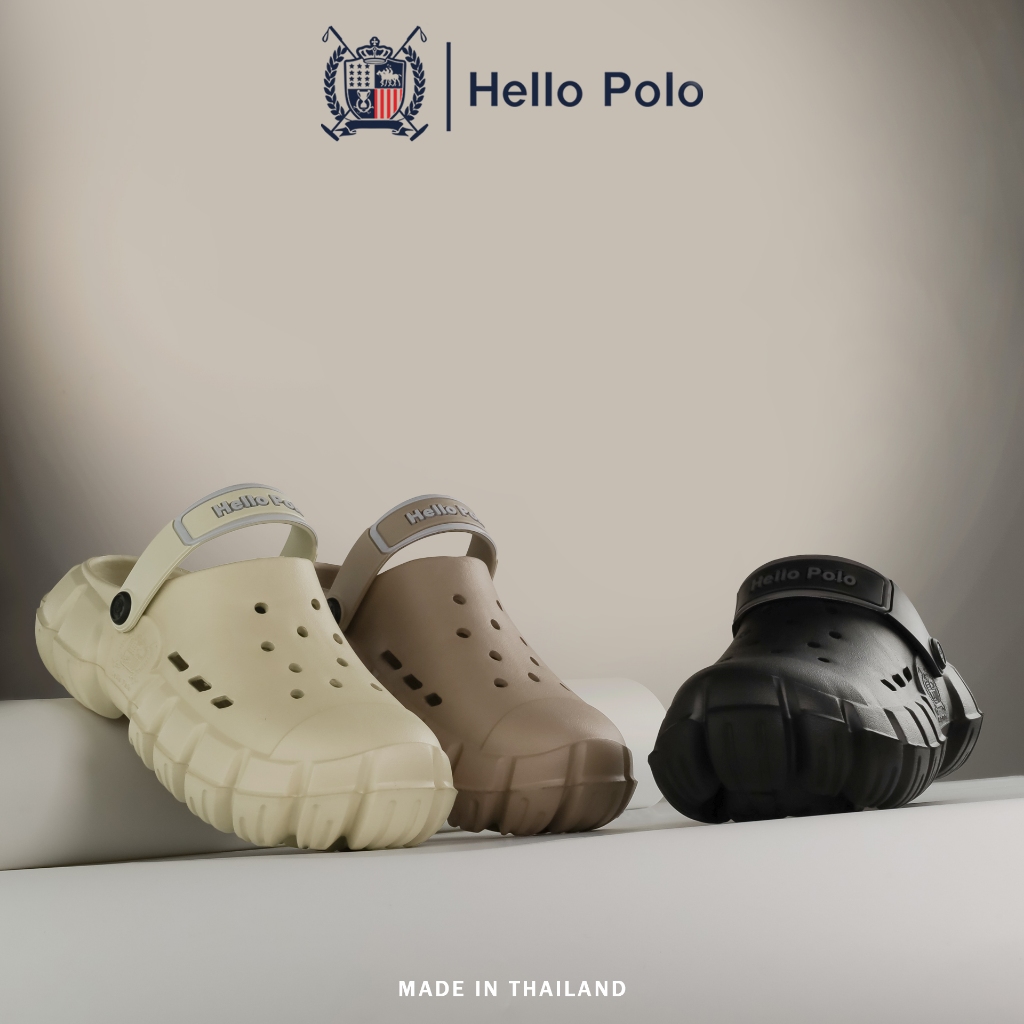 Hello Polo รองเท้าแตะ รองเท้ารัดส้นหัวโต แบบสวม แฟชั่นผู้หญิง พื้นหนา 4.5 CM. ยา