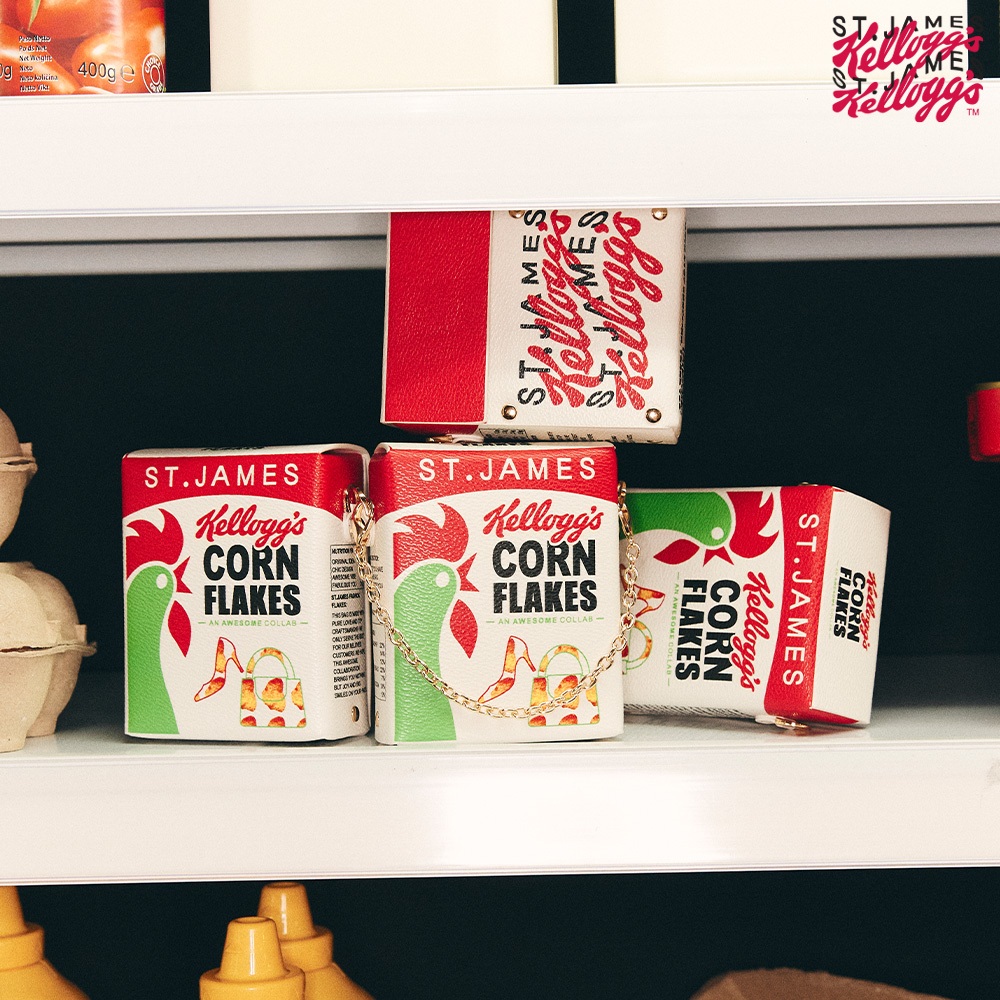 กระเป๋าหนังพียู (PU Leather) CORN FLAKES SMALL BOX คอลแลปสุดชิคจาก ST.JAMES x Kellogg’s