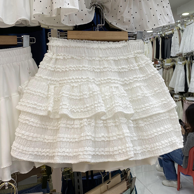 พร้อมส่งจากกทม Miniyiness กระโปรงลูกไม้ระบาย2ชั้น มีซับในกางเกง 2025 กระโปรงบัลเล่ต์ เอวสูงเข้ารูป สไตล์เวียดนาม