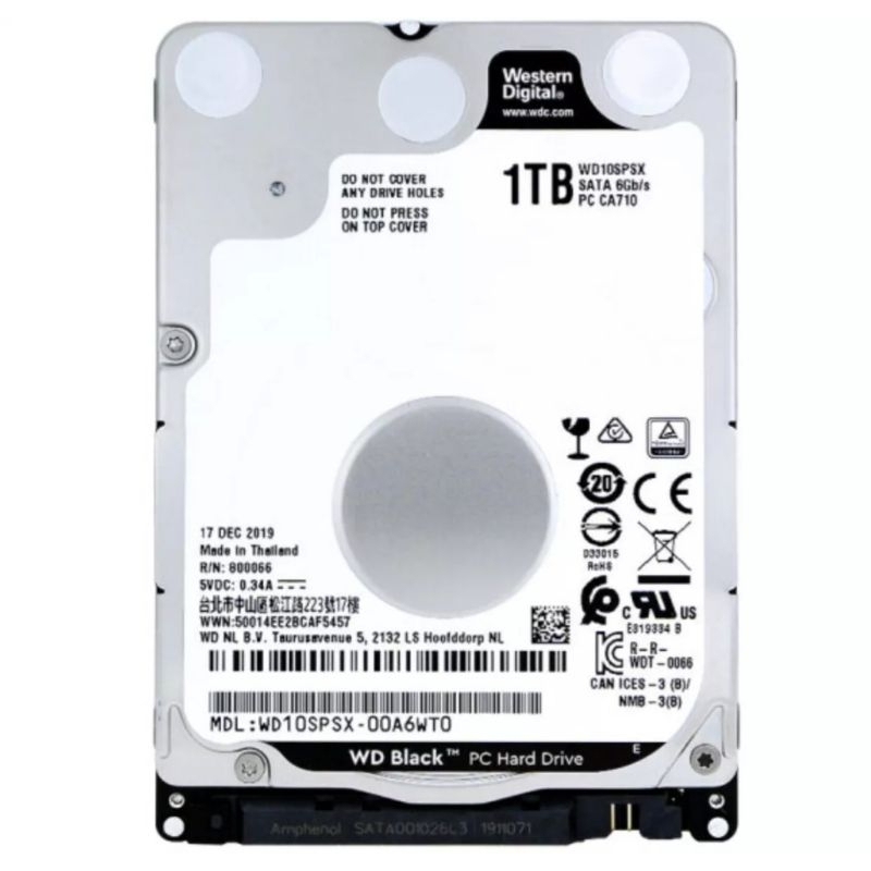 HARDDISK NOTEBOOK HDD WD 2.5" BLACK 1TB 7200RPM Model : WD10SPSX-5YEAR