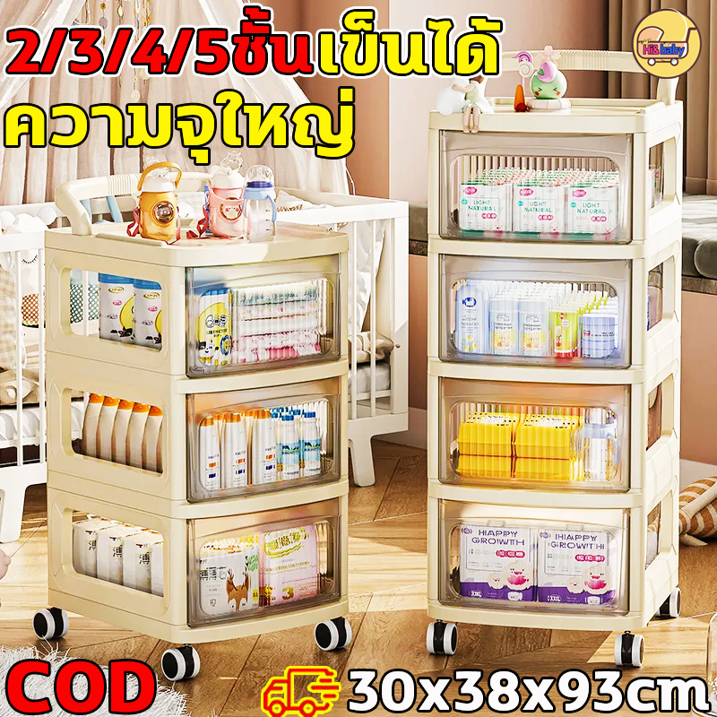 Hi&baby  ชั้นเก็บของสำหรับเด็ก 2/3/4ชั้น รถเข็นเก็บของ พร้อมล้อเลื่อน เก็บของได้หลายชั้น สามารถเข็นได้ กันน้ำกันฝุ่น
