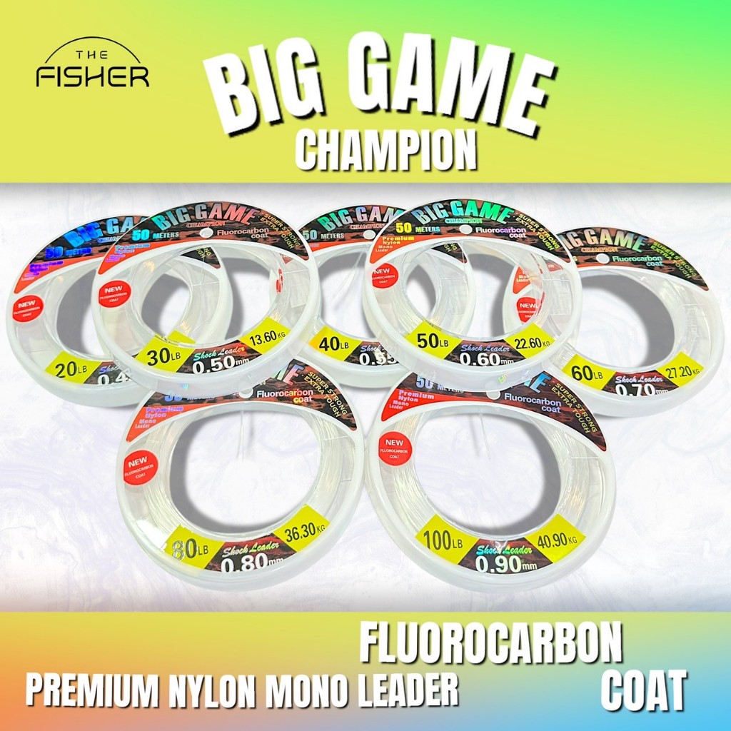 A03 สายหน้า Shock​Leader​ BIG GAME สำหรับปลาฟันคม Fluorocarbon Coat 1 ม้วนยาว 50เมตร