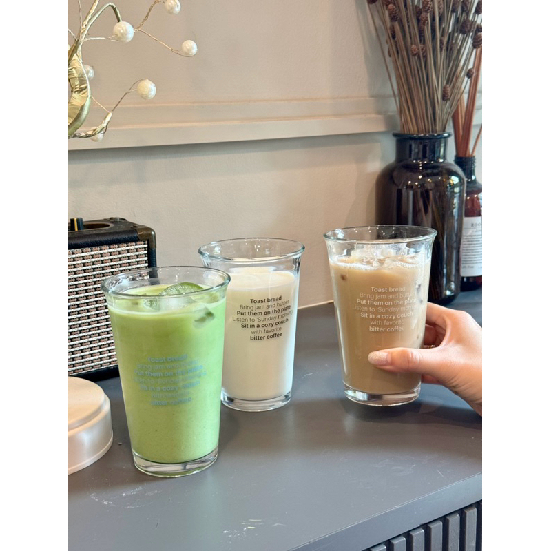 💘พร้อมส่ง💘 แก้วลายโบว์ทรงสูง ใส่มัทฉะ นม กาแฟ เนื้อแก้วหนา คุณภาพดี แก้วแม่ตุ๊ก - รูปที่ 5