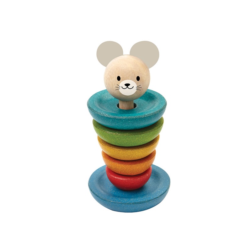 PlanToys حلقات تكديس خشبية على شكل فأر — صورة 3