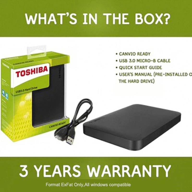 Toshiba External Hard Disk HDD 1TB / 2TB ความเร็วสูง USB 3.0 ฮาร์ดไดรฟ์ภายนอก เหมาะสำหรับโน๊ตบุ๊คและเดสก์ท็อป