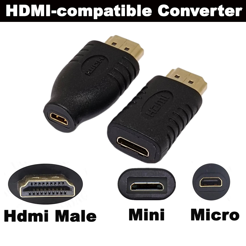 หัวแปลง Micro HDMI to HDMI , Mini HDMI to HDMI ,HDMI-compatible Converter Standard HDTV Male Type A to Mini or Type D