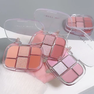 SWEET MINT อายแชโดว์พาเลตต์ 6 สี มีเนื้อกลิตเตอร์ เนื้อแมตต์ เนื้อครีม ในตลับเดียว ใช้ทาแก้ม ตา ปาก สีสวยชัด ติดทนนาน