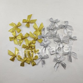 โบว์เนื้อทรายทอง-เงิน ใช้ติดของชำร่วยตกแต่งงานฝีมือเหรียญโปร…
