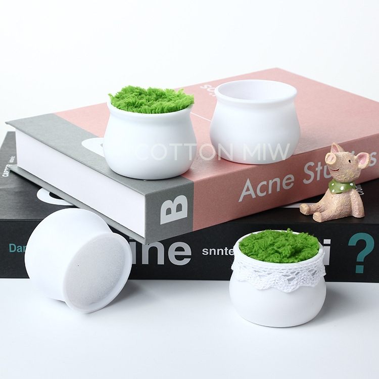 เปิดตะกร้าใหม่ กระถางดอกไม้ขนาดเล็ก กระถางดอกไม้พลาสติก ลวดกำมะหยี่ ไหมพรม