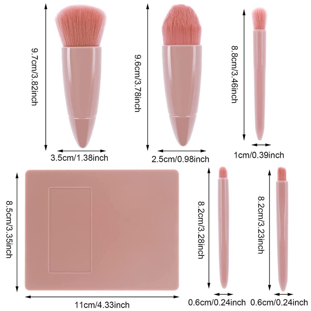 แปรงแต่งหน้า 5 ชิ้น (แบบพกพา) มินิมัลติฟังก์ชั่แป้งฝุ่นแปรงรองพื้นแปรงอายแชโดว์ชุดแปรงพร้อมกระจกหลายสไตล์ให้เลือก - รูปที่ 2