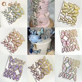 COD ตกแต่งผีเสื้อ🦋 DIY ผีเสื้อ 3D ตกแต่งเค้กผีเสื้อ ชุด 10 ตัว Claire