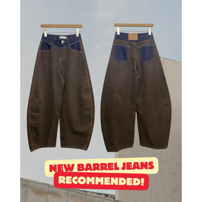 9997💫🍾New Arrival 💫🍾 กางเกงยีนส์ขาโค้งรุ่นใหม่!! รุ่นนี้ไม่ธรรมดา!! Two Tones Barrel Jean กางเกงขาโค