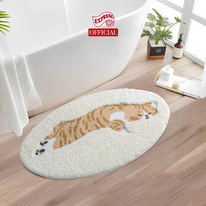 EXPRESS CARPET พรมเช็ดเท้าลายแมว สุนัข เป็ด หมี ใบไม้ ดอกไม้ ท้องฟ้า ก้อนเมฆ หนานุ่ม กันลื่น