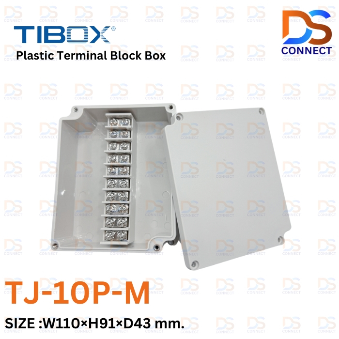 พร้อมส่ง! TIBOX TJ-10P-M Plastic Terminal Block Box กล่องพลาสติก พร้อมเทอร์มินอลบล็อก 110x91x43 mm.