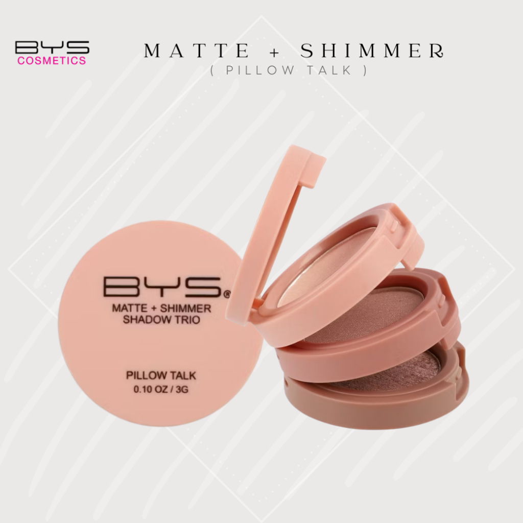 BYS (448) Cosmetics Matte + Shimmer Shadow Trio (Pillow Talk) - พาเลตต์อายแชโดว์ 3 เฉดสี (แมตต์และชิมเมอร์)