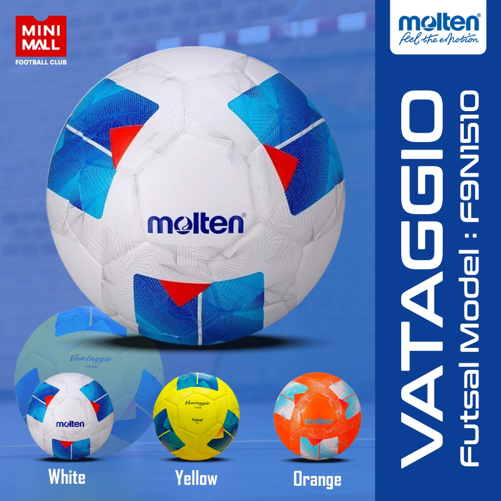 ลูกฟุตซอล Futsal Molten รหัส F9N1510 ลูกฟุตซอล หนังอัด PVC กันน้ำ ขนาดมาตรฐาน น้ำหนัก 400-440 กรัม M