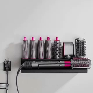 ขาตั้งติดผนังสำหรับ Airwrap Hair Styler for dyson HS05 HS01 และอุปกรณ์เสริม, ชั้นวางของในห้องน้ำ (สีดำ)