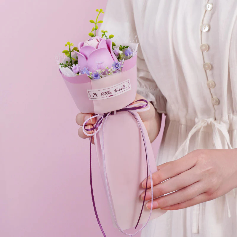 ส่งด่วน กทม. 🌹 กุหลาบสีม่วง ดอกไม้ DIY ประกอบเอง Purple Rose DIY Bouquet (AF021) ของขวัญแทนใจ