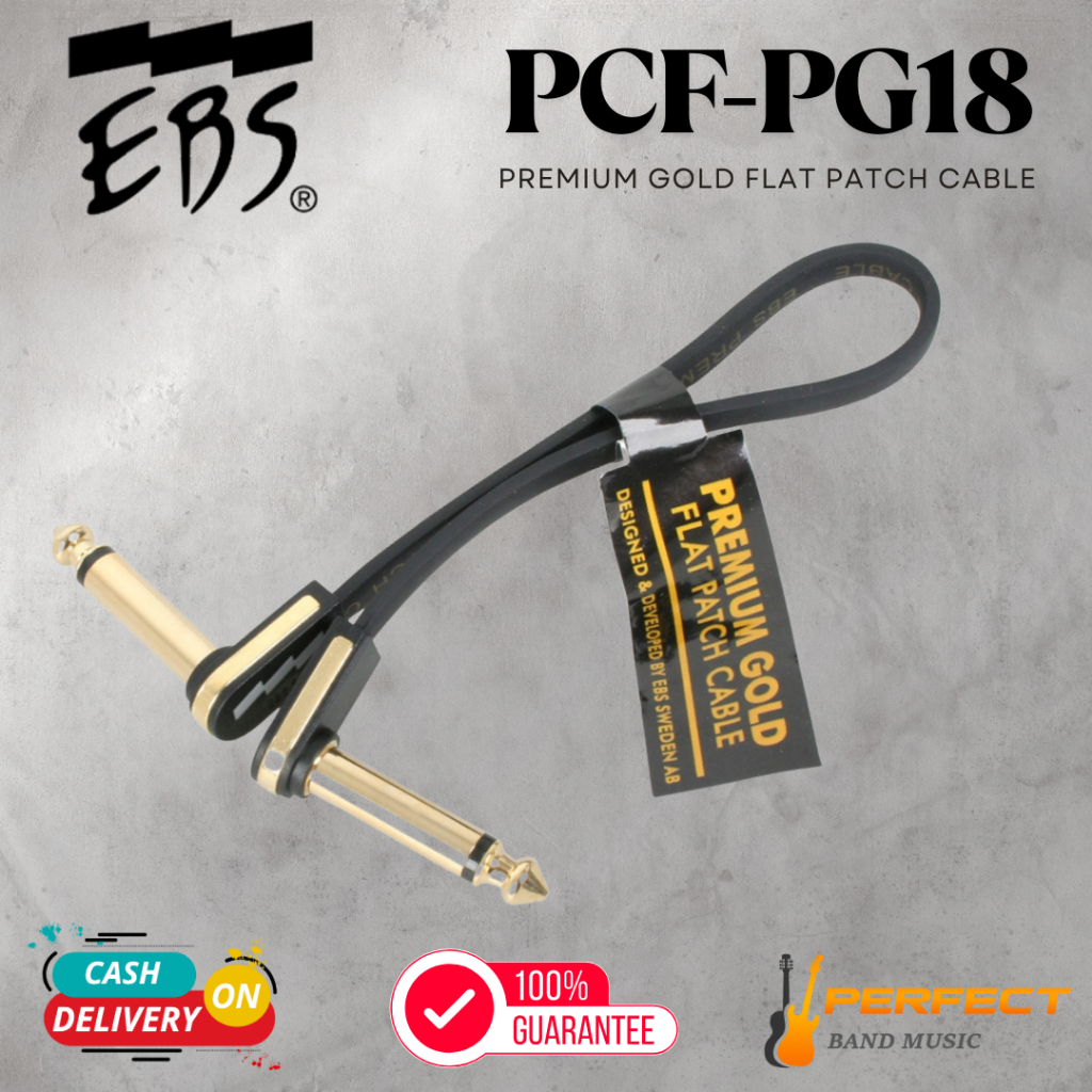 สายพ่วงเอฟเฟค EBS PCF-PG18 Premium Gold Flat Patch Cable 18 cm. ของแท้ 100%