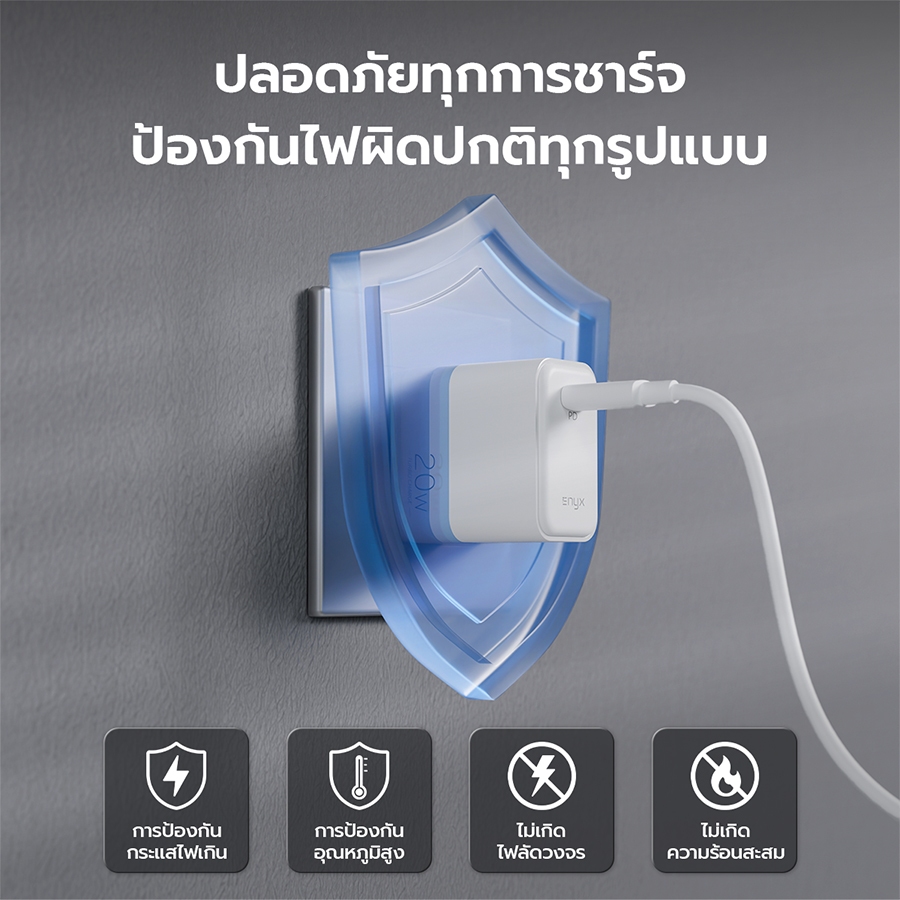 ENYX ชุดชาร์จ PD 20W S3X ที่ชาร์จ USB-C Fast Charger อะแดปเตอร์ สำหรับ iPhone 16 IP15 IP14 Samsung - ภาพย่อย 4
