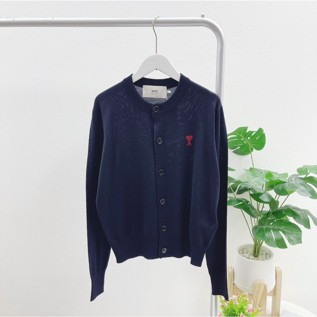 Ami Paris round neck Cardigan (Navy)