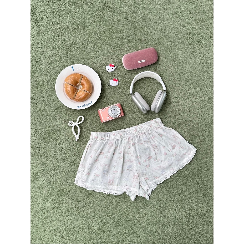 Choosedress A5560 Lullaby Cozy Shorts กางเกงขาสั้นเเต่งขอบลูกไม้ รูปที่ 7