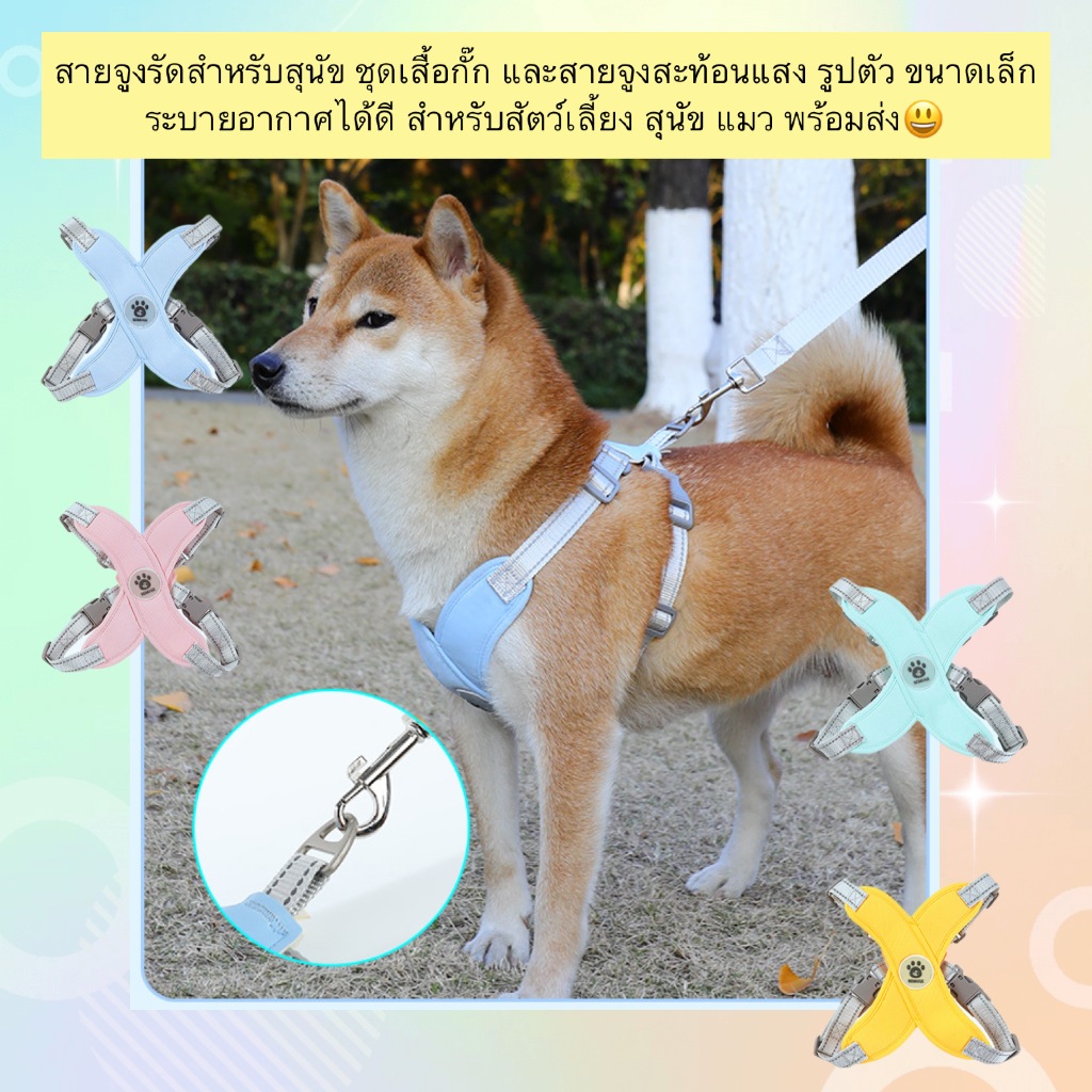 AL-710 สายจูงรัดสำหรับสุนัข ชุดเสื้อกั๊ก และสายจูงสะท้อนแสง รูปตัว ขนาดเล็ก ระบายอากาศได้ดี สําหรับสัตว์เลี้ยง สุนัข แมว