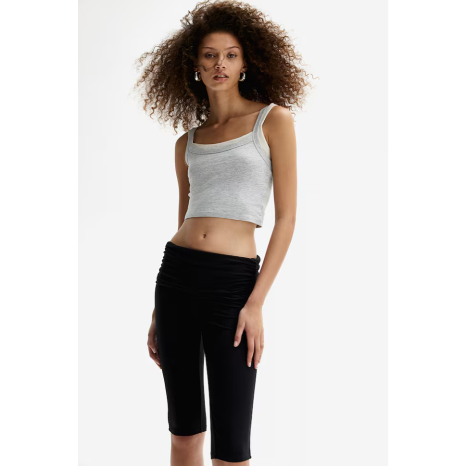 H&M(เอชแอนด์เอ็ม) กางเกงเลกกิ้ง Capri แบบเอวพับ ผู้หญิง 1250591_1