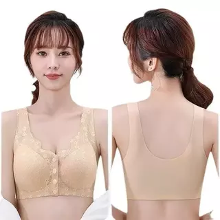 MW155 ขายดี เสื้อชั้นใน ผ้าเรยอน ติดกระดุมด้านหน้า ขนาดใหญ่ สําหรับคุณแม่ ผู้สูงอายุ และผู้สูงอายุ ไซซ์ M-4XL