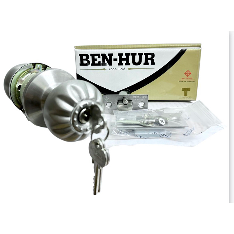 BEN-HUR ลูกบิดประตูสแตนเลสแท้ 304 มีมอก. หัวจันลาย ขัดด้าน รุ่น BHC2000 BHC2030ss-s*x ฝาจานครอบเล็ก