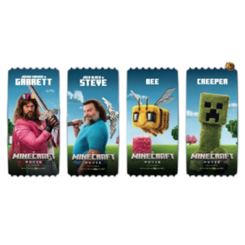 ตั๋ววิบวับ ตั๋วสะสม A Minecraft Movie ไมน์คราฟต์ มูฟวี่ Collectible Ticket Minecraft 2025 มายคราฟ เดอะมูฟวี่ SF Cinema