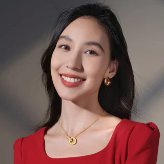 สร้อยคอสแตนเลสเพชรโรมัน สําหรับผู้หญิง รูปวงแหวนคู่ แฟชั่นหรูหรา​ โซ่กระดูกไหปลาร้า​